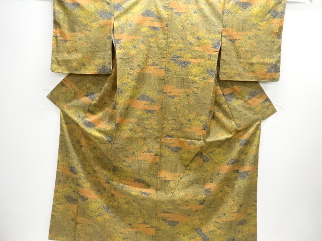 未使用品　草花模様本場大島紬着物（染）